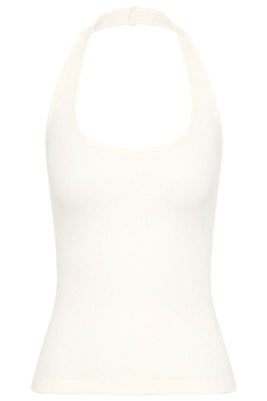 RIB HALTER TOP-WHITE Tops ST AGNI 