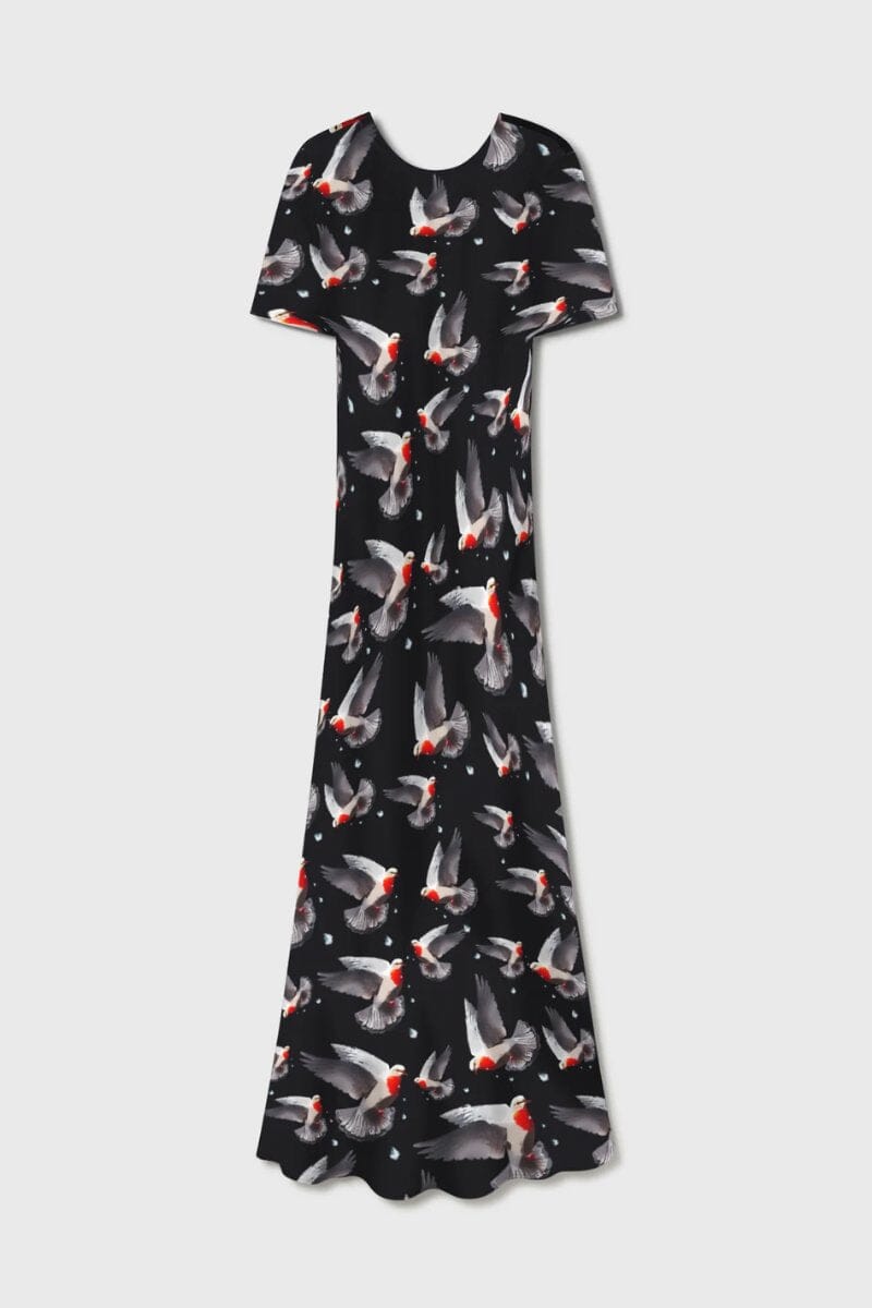 SHORT SLEEVE BIAS DRESS-BLEEDING DOVE Maxi Dress Silk Laundry 