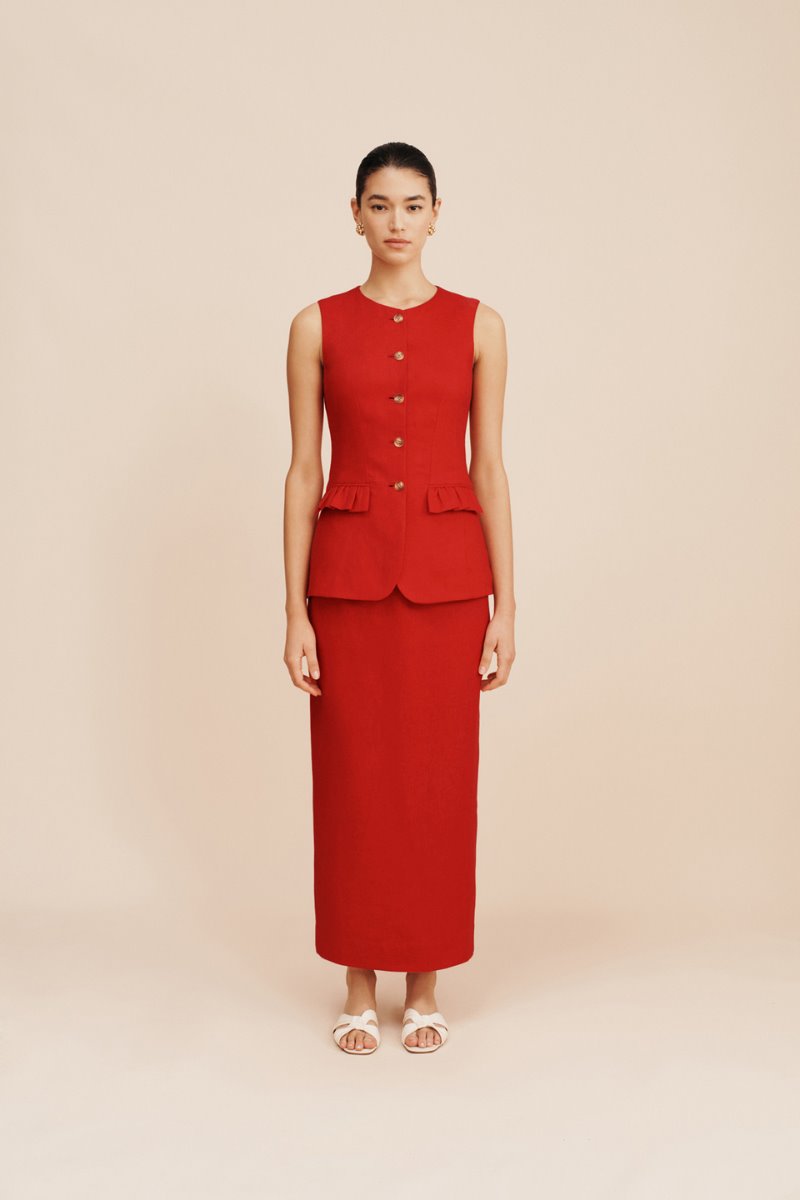 BONNIE PENCIL SKIRT-RED Skirts Posse 