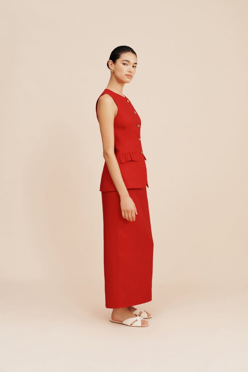 BONNIE PENCIL SKIRT-RED Skirts Posse 