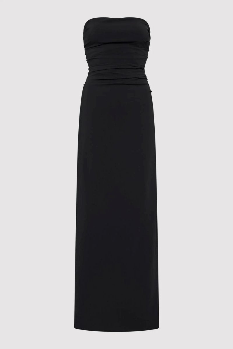 STRAPLESS TIE BACK DRESS-BLACK Maxi Dress ST AGNI 