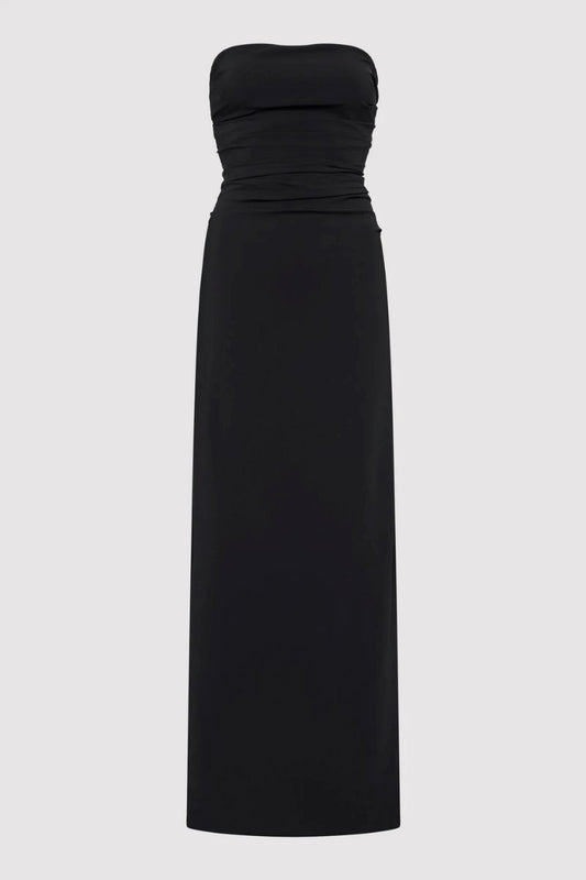 STRAPLESS TIE BACK DRESS-BLACK Maxi Dress ST AGNI 