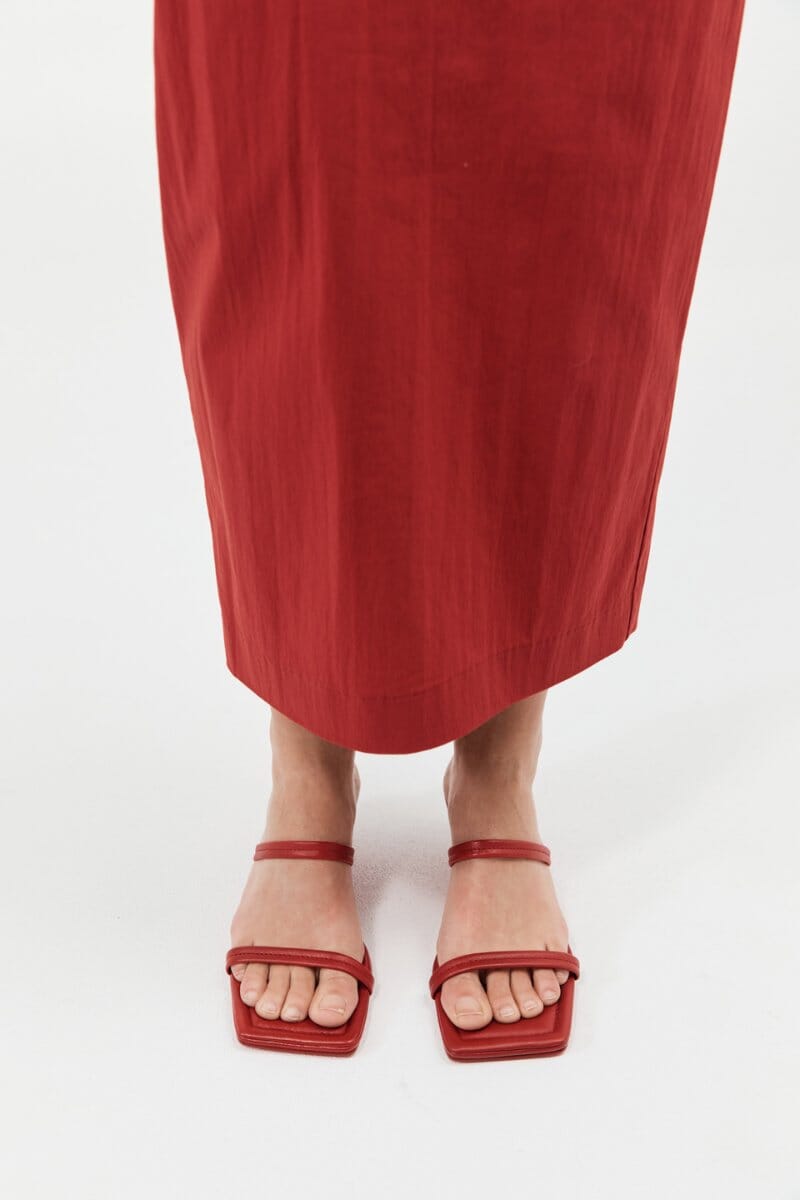 FINE STRAP KITTEN HEEL-ROSSO Footwear ST AGNI 