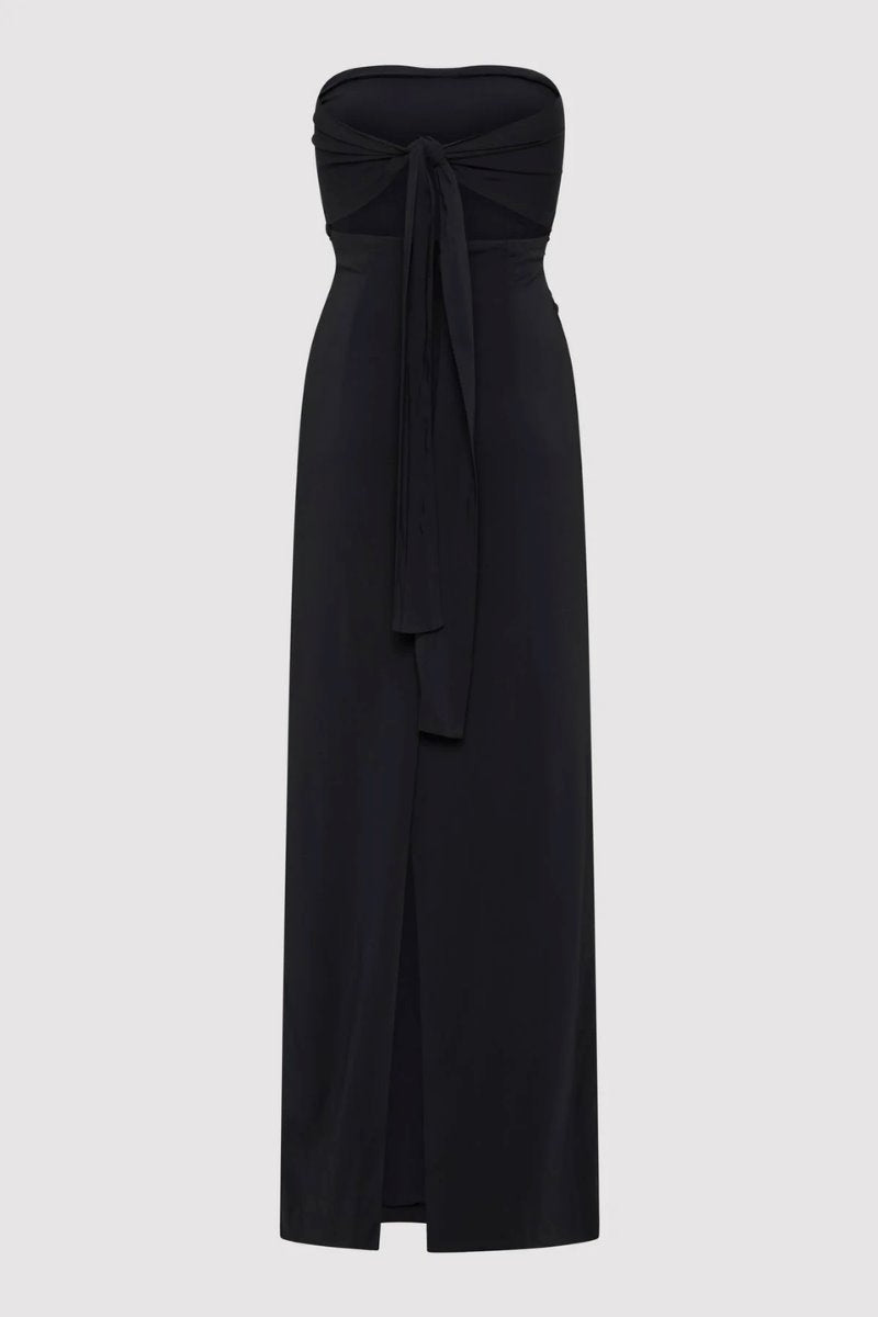 STRAPLESS TIE BACK DRESS-BLACK Maxi Dress ST AGNI 