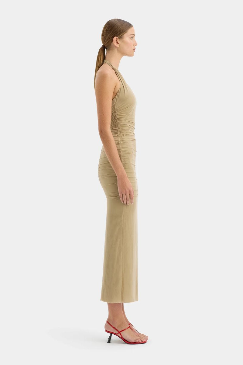 JACQUES KNOT MIDI DRESS-OLIVE Midi Dress SIR. 