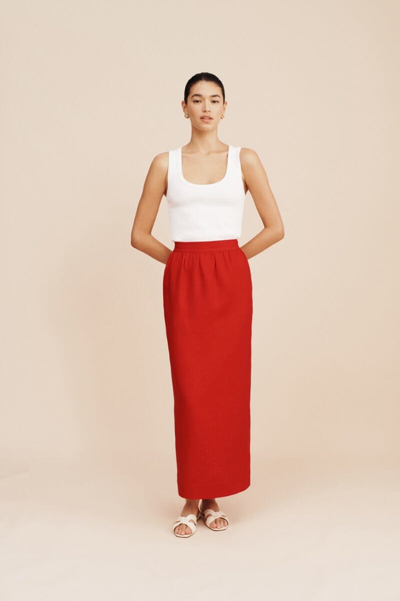 BONNIE PENCIL SKIRT-RED – Fox & Dove