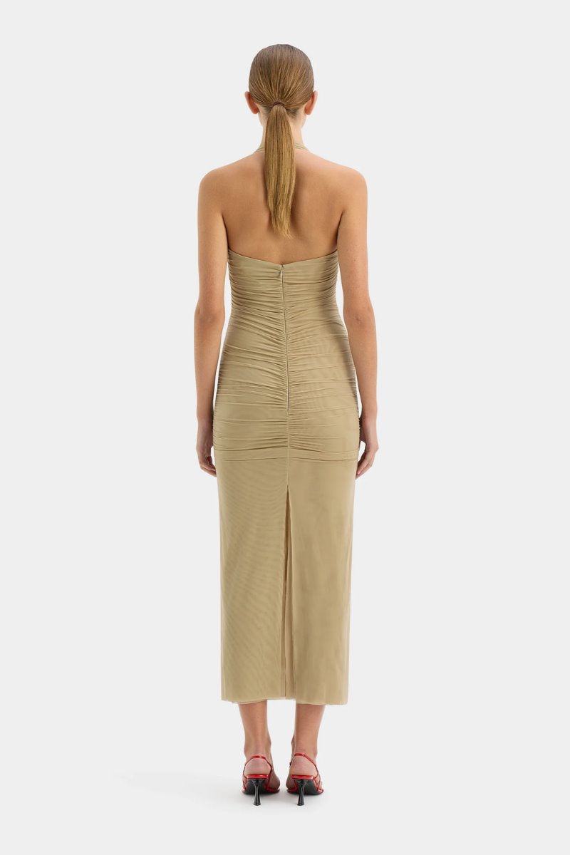 JACQUES KNOT MIDI DRESS-OLIVE Midi Dress SIR. 