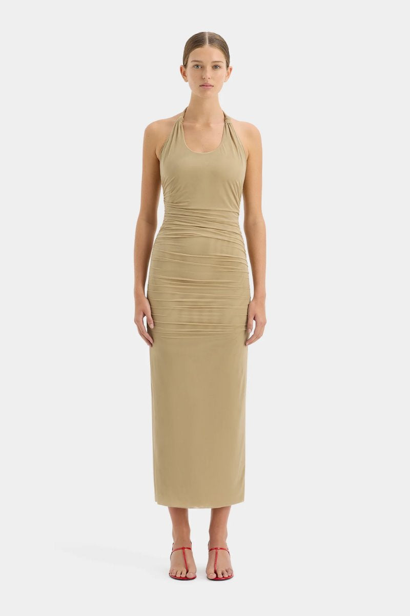 JACQUES KNOT MIDI DRESS-OLIVE Midi Dress SIR. 