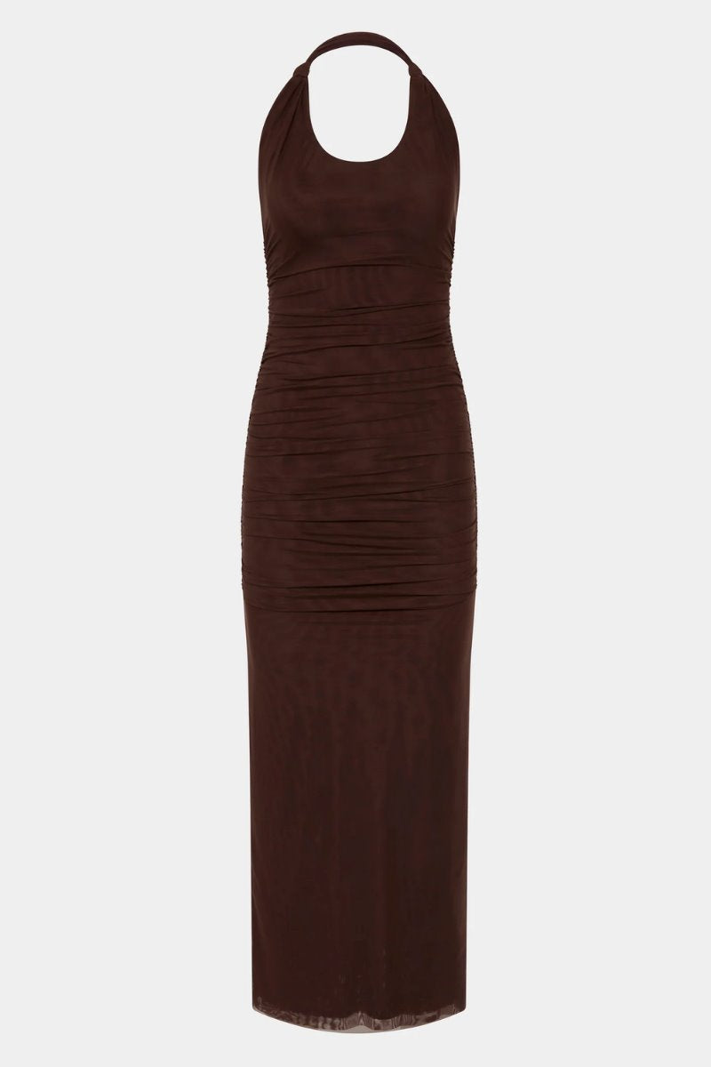 JACQUES KNOT MIDI DRESS-CHOCOLATE Midi Dress SIR. 