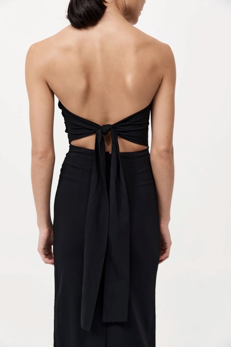 STRAPLESS TIE BACK DRESS-BLACK Maxi Dress ST AGNI 