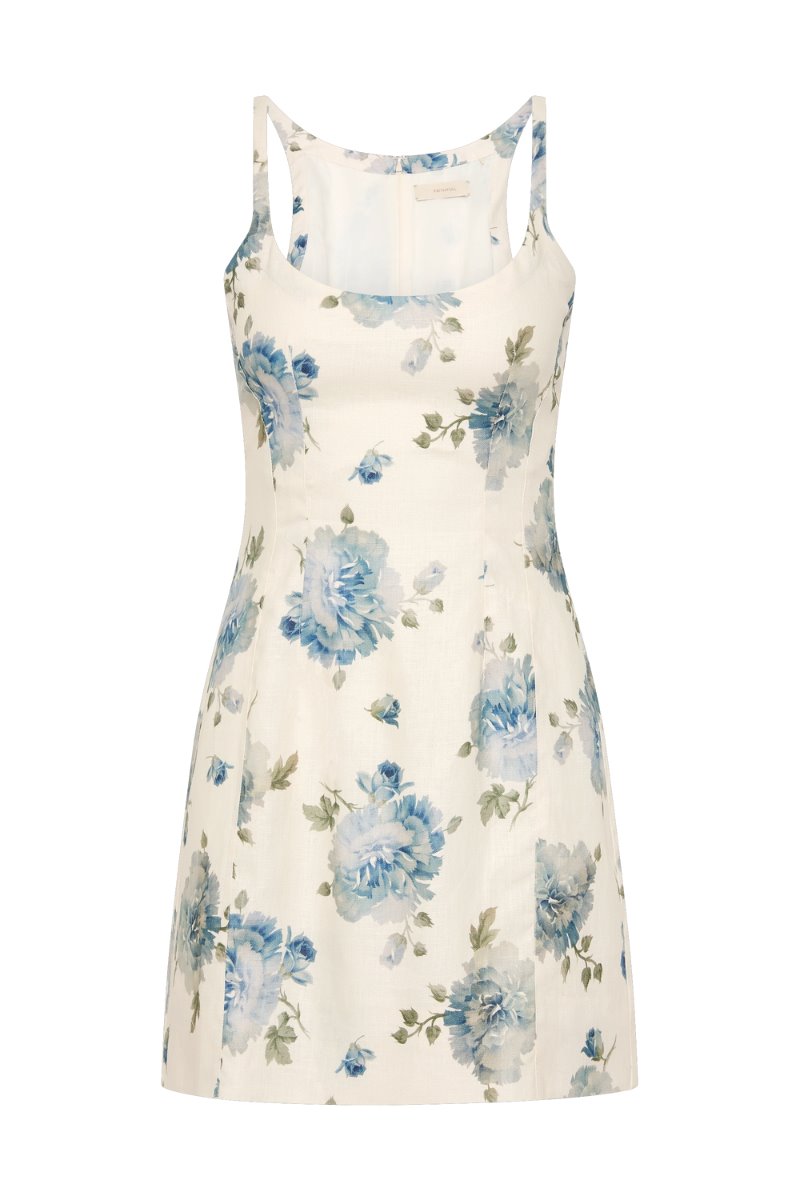 SANNE MINI DRESS-CECILE FLORAL PALE BLUE Mini Dress Faithfull the Brand 