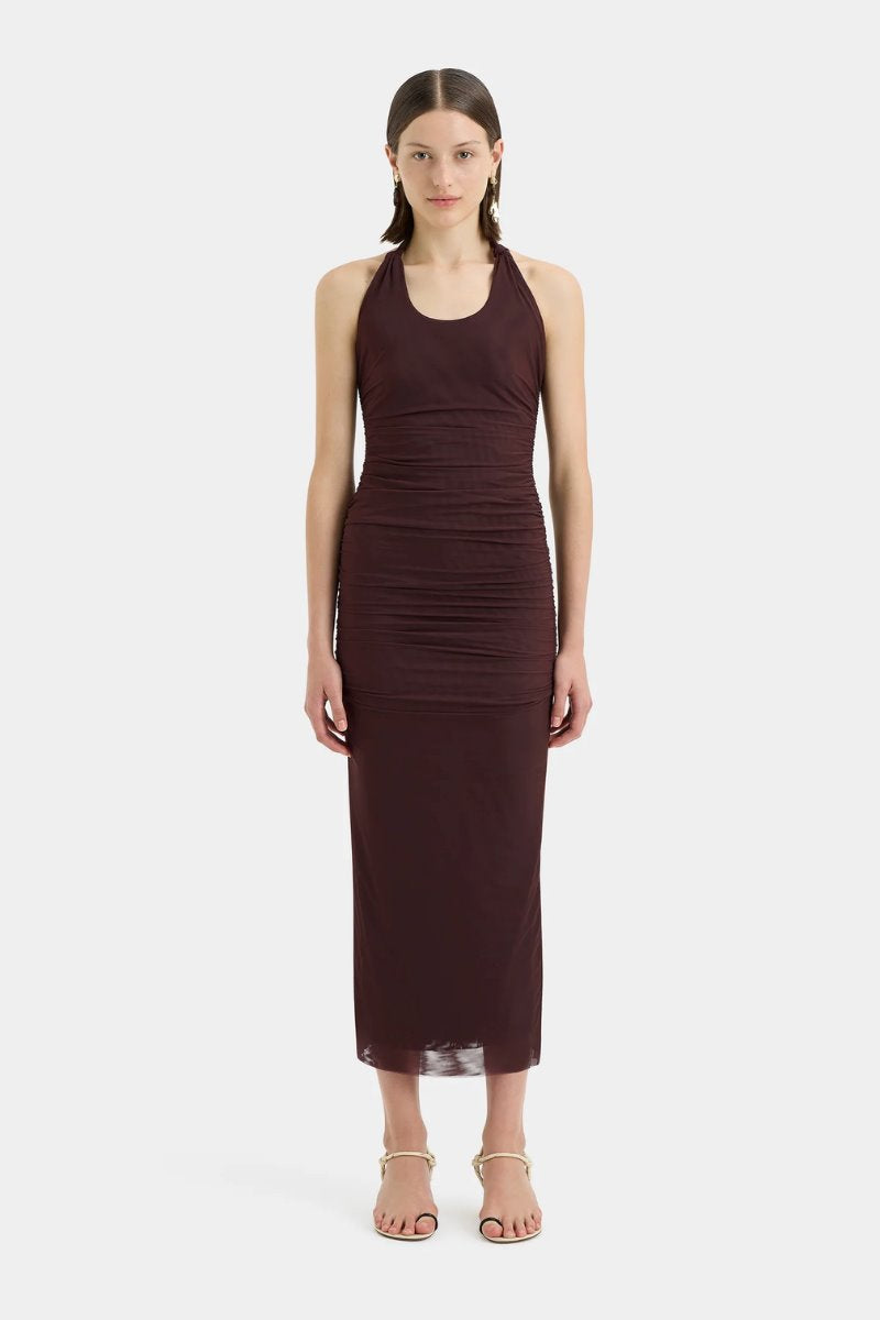 JACQUES KNOT MIDI DRESS-CHOCOLATE Midi Dress SIR. 