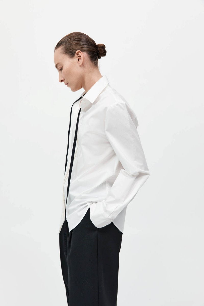 DETACHABLE TIE SHIRT-WHITE Tops ST AGNI 