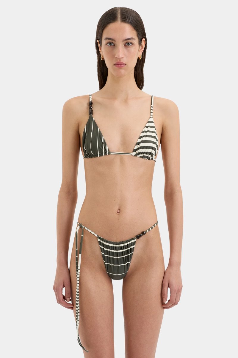 LEILANA STRING TRIANGLE TOP-GREEN STRIPE Swim SIR. 