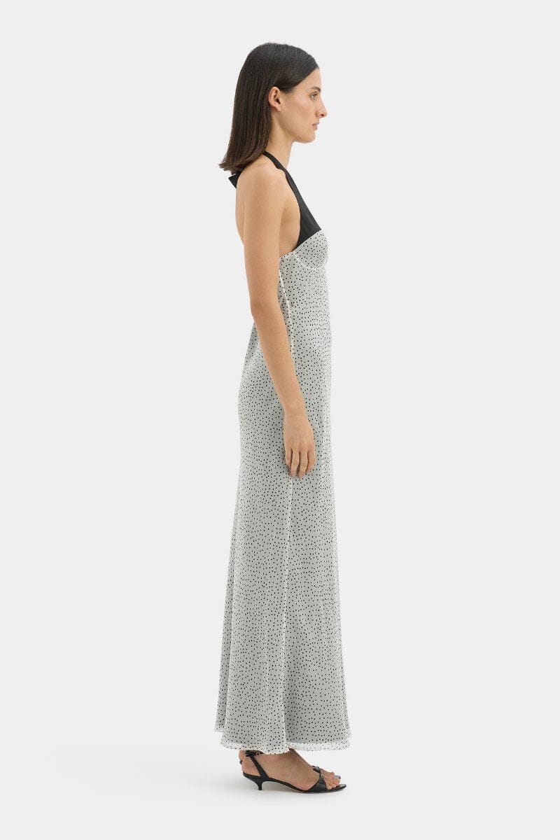 LISANDER HALTER MIDI DRESS-POLKA DOT BIANCA Midi Dress SIR. 