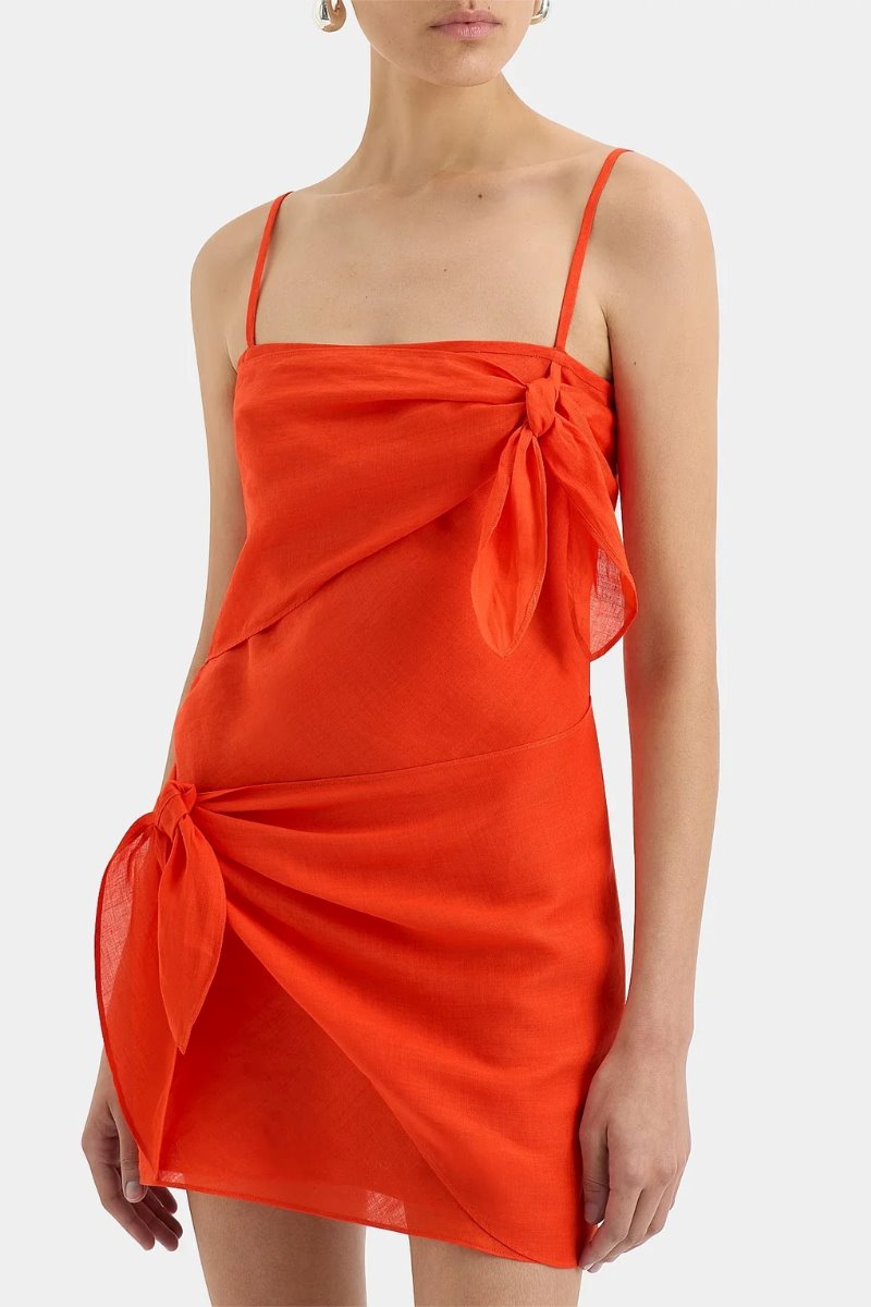 ROSALIA WRAP MINI-TANGERINE Mini Dress SIR. 