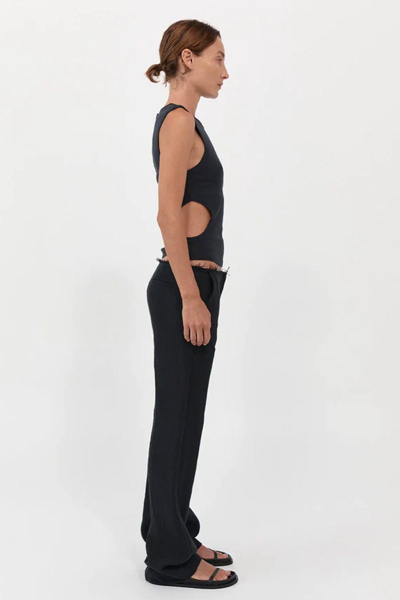 ORGANIC COTTON CUT OUT TANK-BLACK Tops ST AGNI 