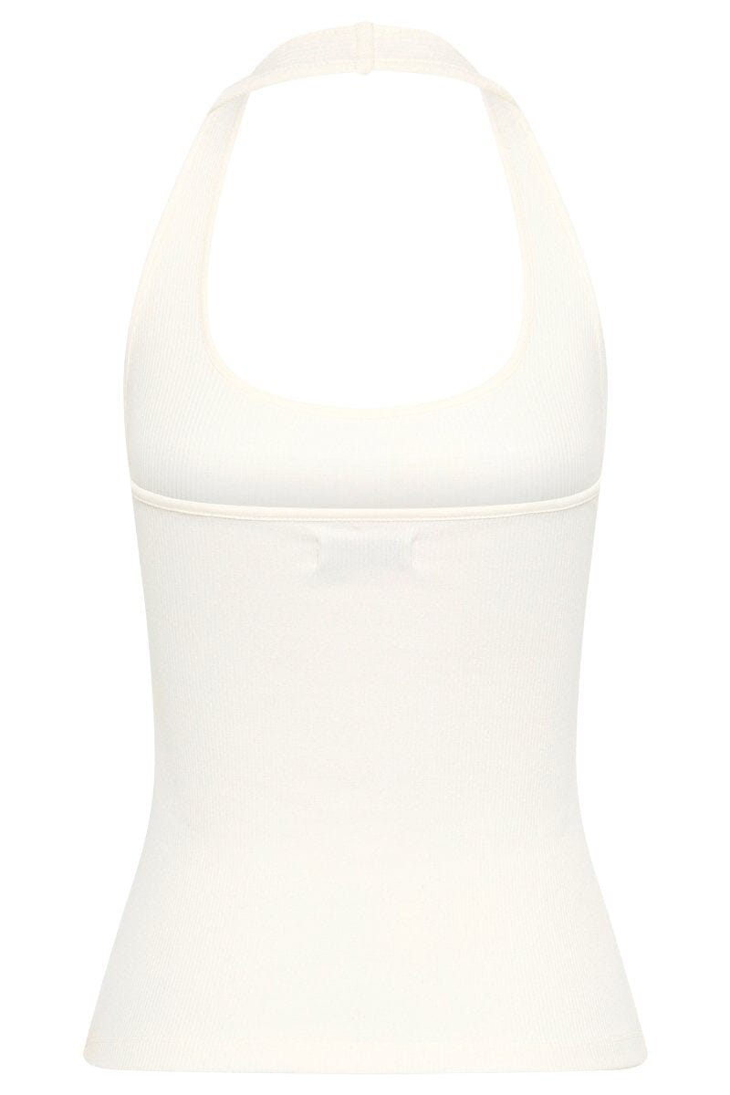 RIB HALTER TOP-WHITE Tops ST AGNI 