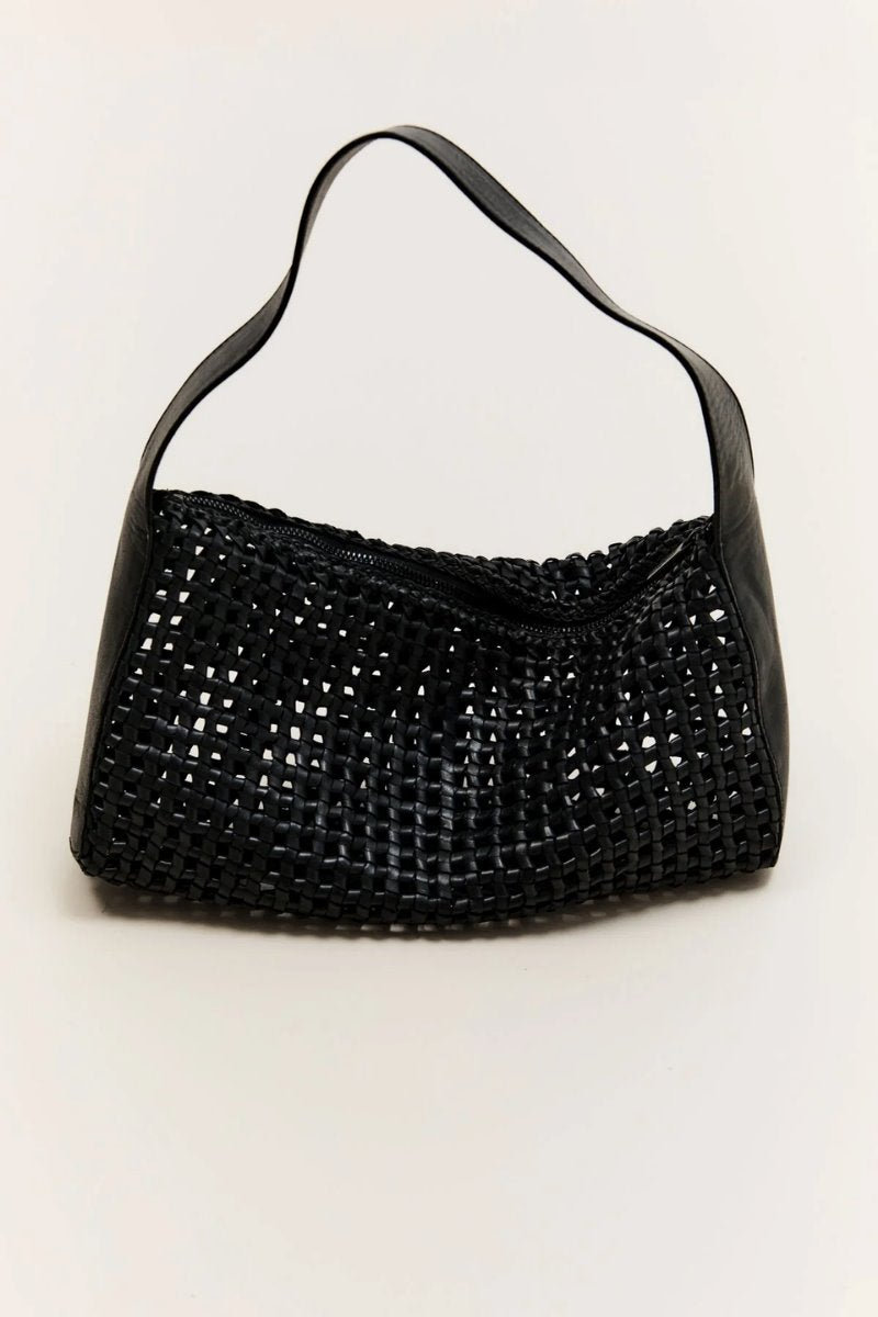 MACRAME MESH BAG-BLACK Handbags ST AGNI 