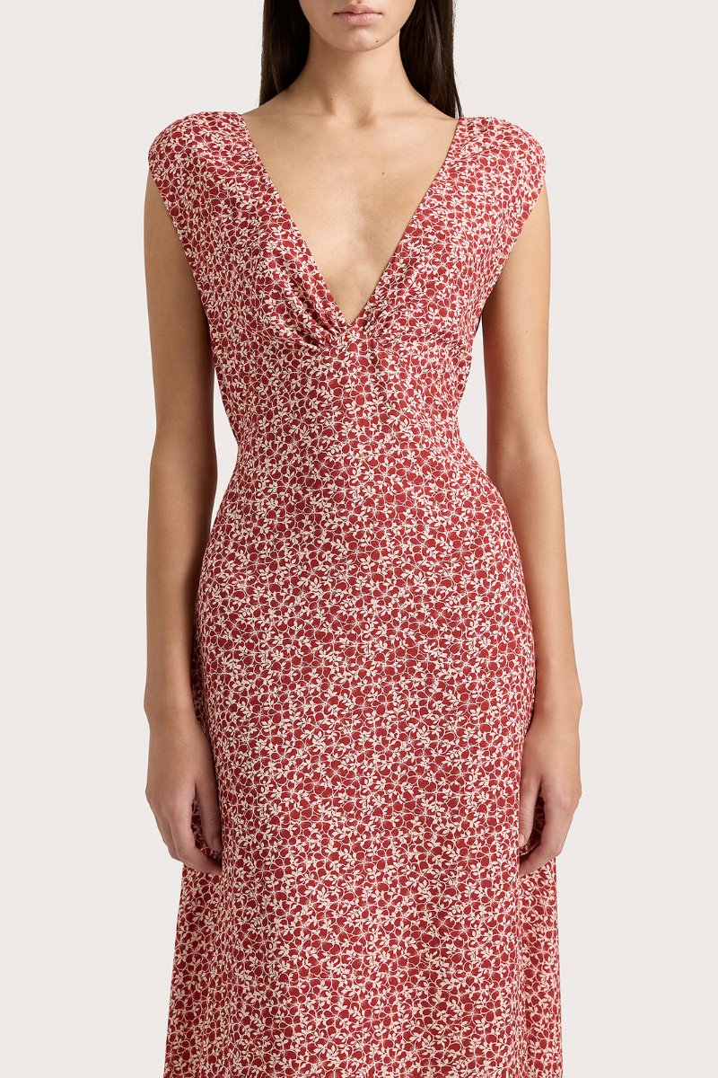 ALPES MIDI DRESS-PEONY STAMP GARNET Midi Dress Faithfull the Brand 