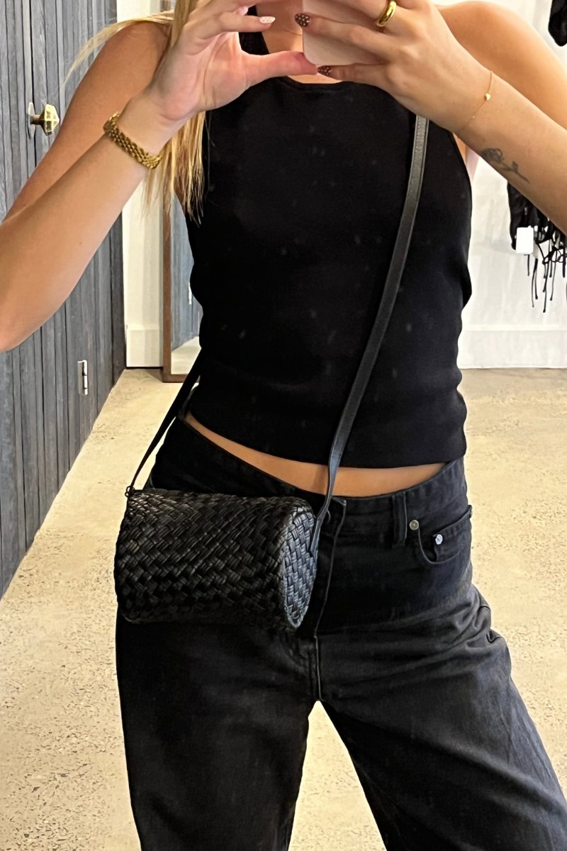 WOVEN CONNOLO SLING POUCH-BLACK Handbags ST AGNI 