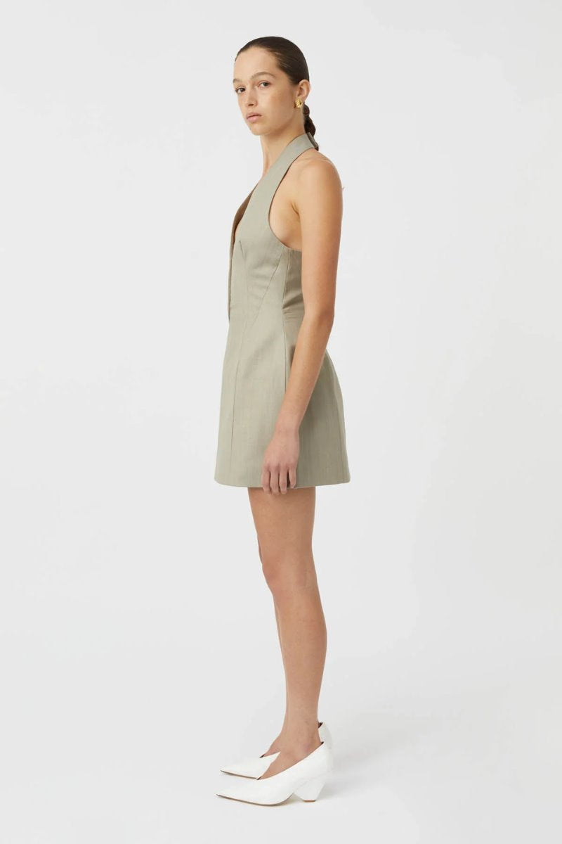 POMPIDOU HALTERNECK MINI DRESS-OLIVE MARLE Mini Dress Camilla and Marc 