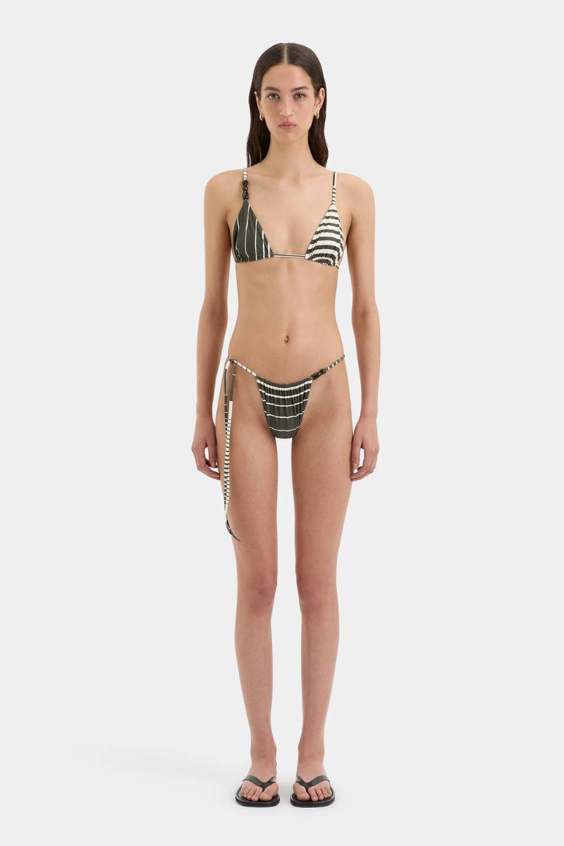 LEILANA STRING TRIANGLE TOP-GREEN STRIPE Swim SIR. 