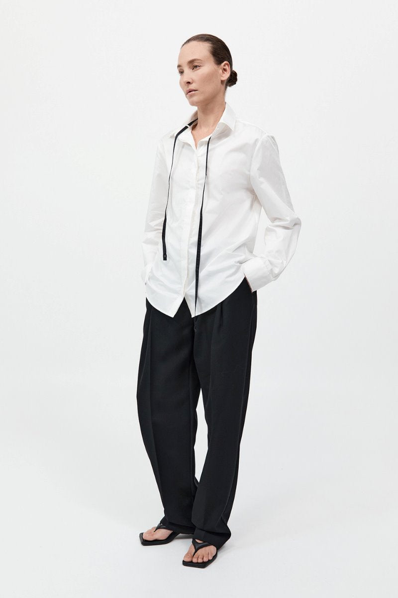 DETACHABLE TIE SHIRT-WHITE Tops ST AGNI 