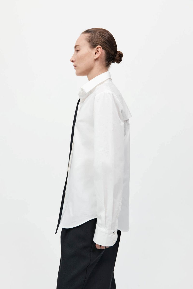 DETACHABLE TIE SHIRT-WHITE Tops ST AGNI 