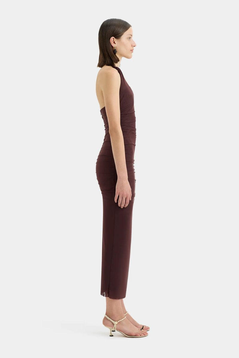 JACQUES KNOT MIDI DRESS-CHOCOLATE Midi Dress SIR. 