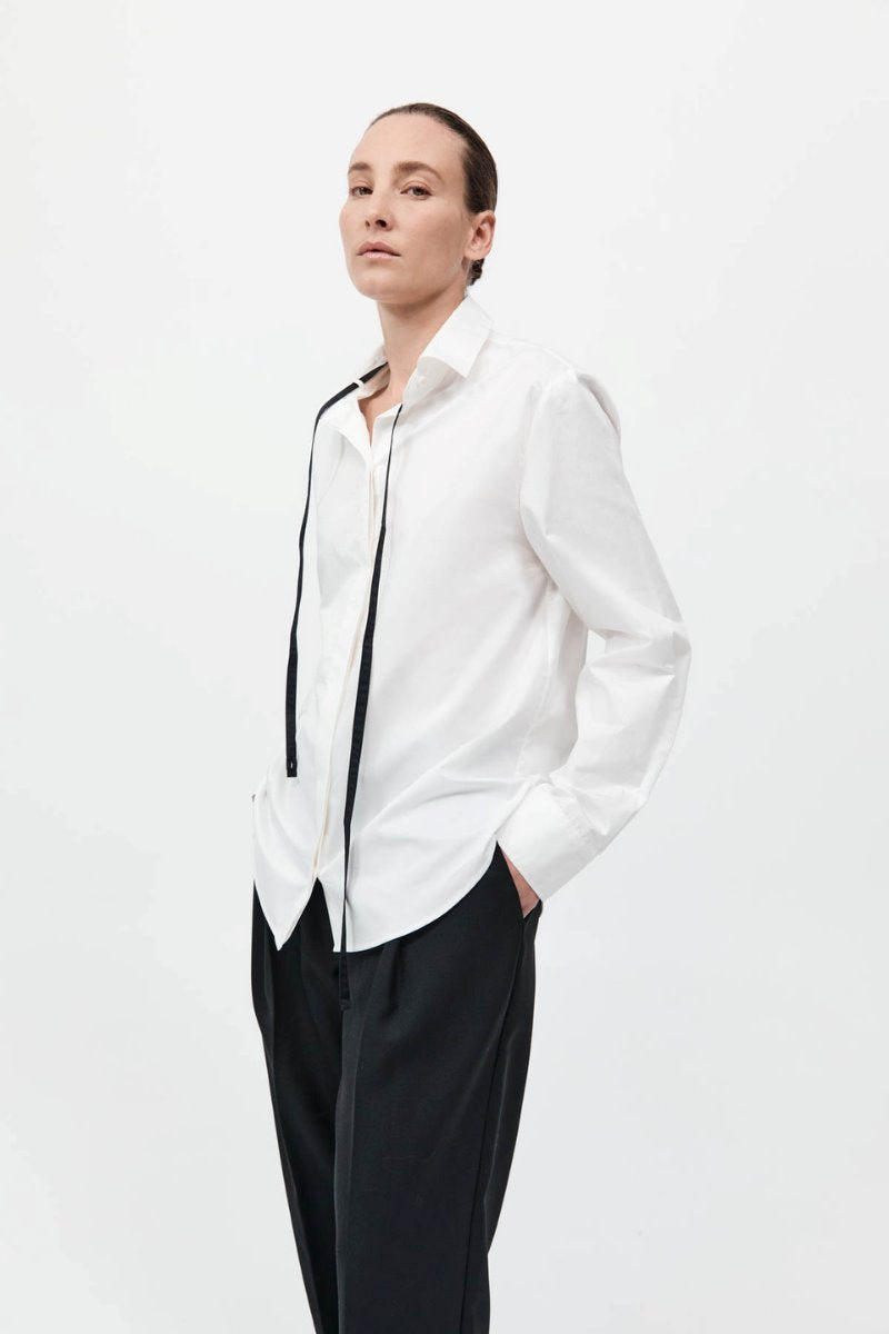 DETACHABLE TIE SHIRT-WHITE Tops ST AGNI 