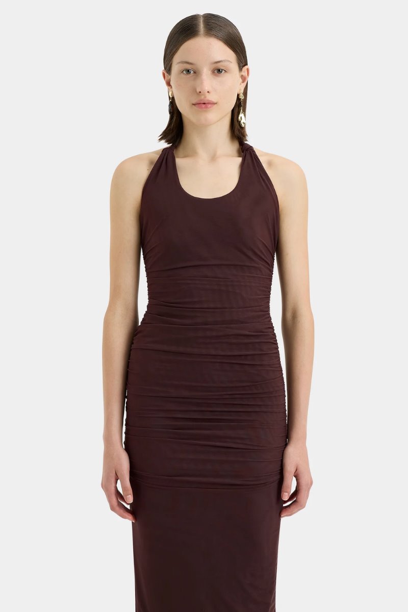 JACQUES KNOT MIDI DRESS-CHOCOLATE Midi Dress SIR. 