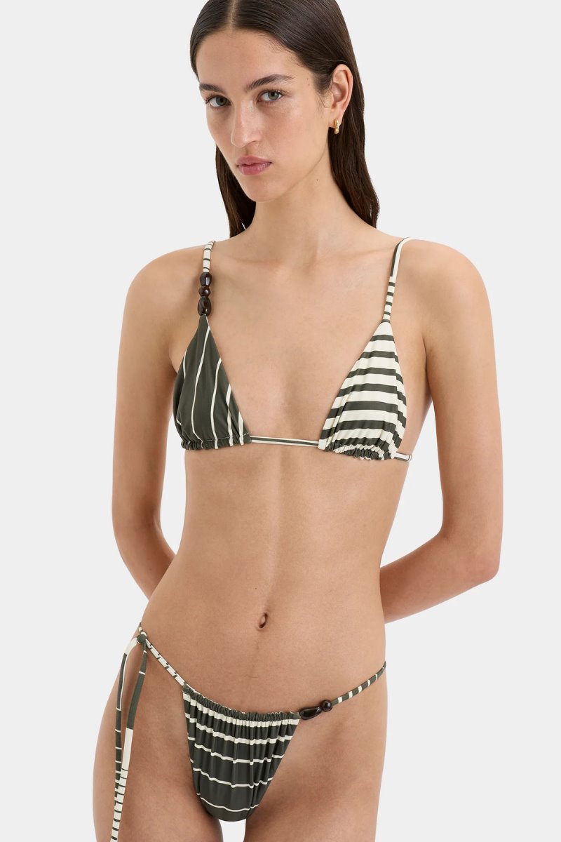 LEILANA STRING TRIANGLE TOP-GREEN STRIPE Swim SIR. 