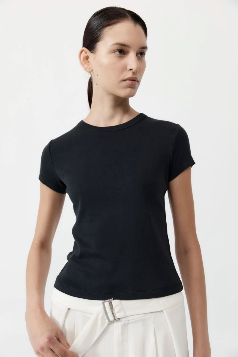 ORGANIC COTTON BABY TEE-BLACK Tops ST AGNI 