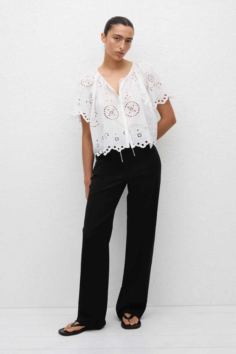 BRODERIE BLOUSE-WHITE Tops Matteau 