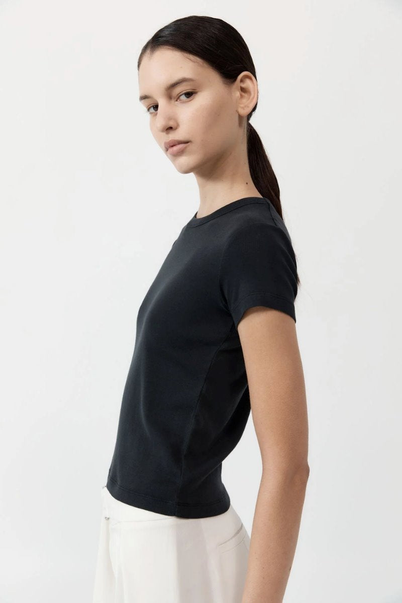 ORGANIC COTTON BABY TEE-BLACK Tops ST AGNI 