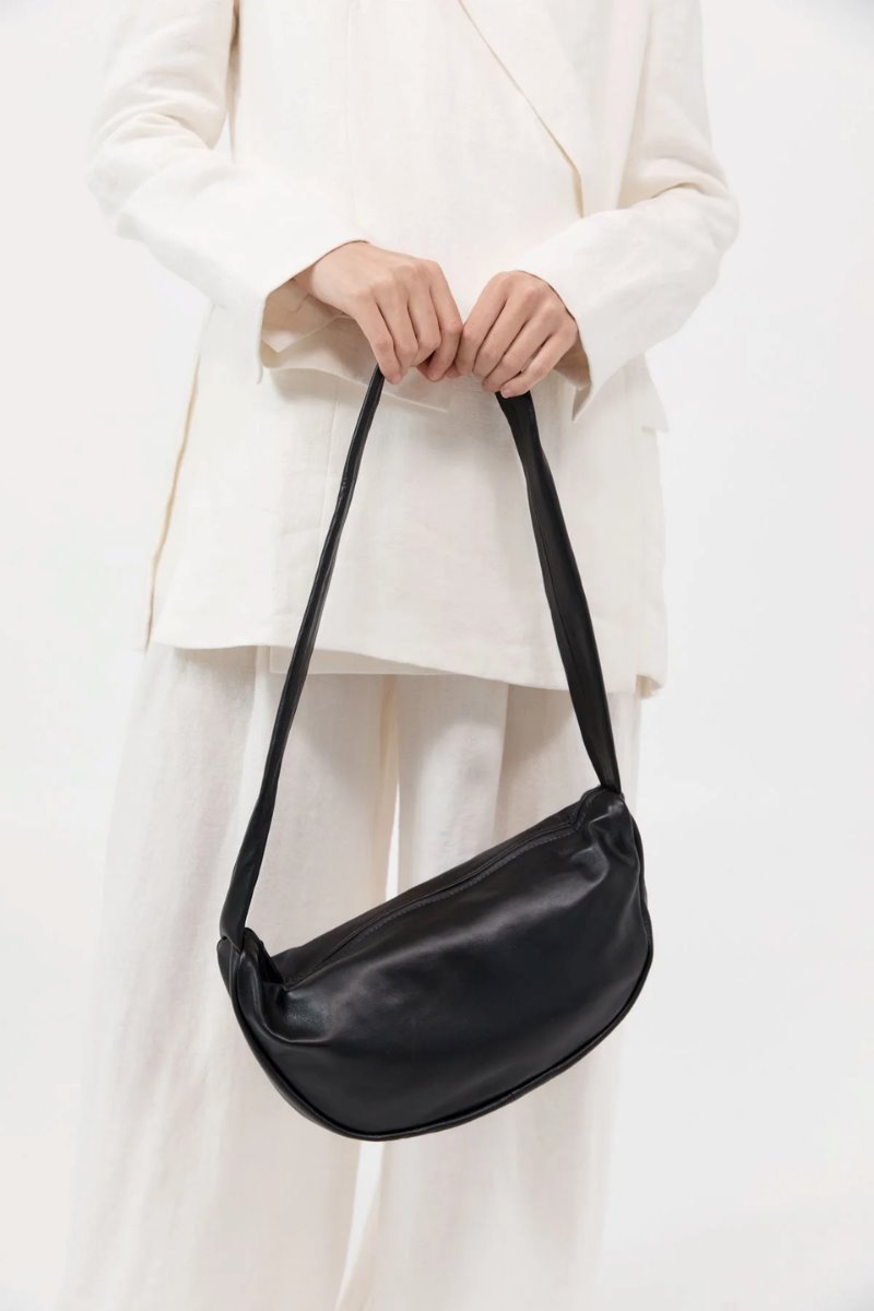 SOFT CRESCENT BAG-BLACK Handbags ST AGNI 