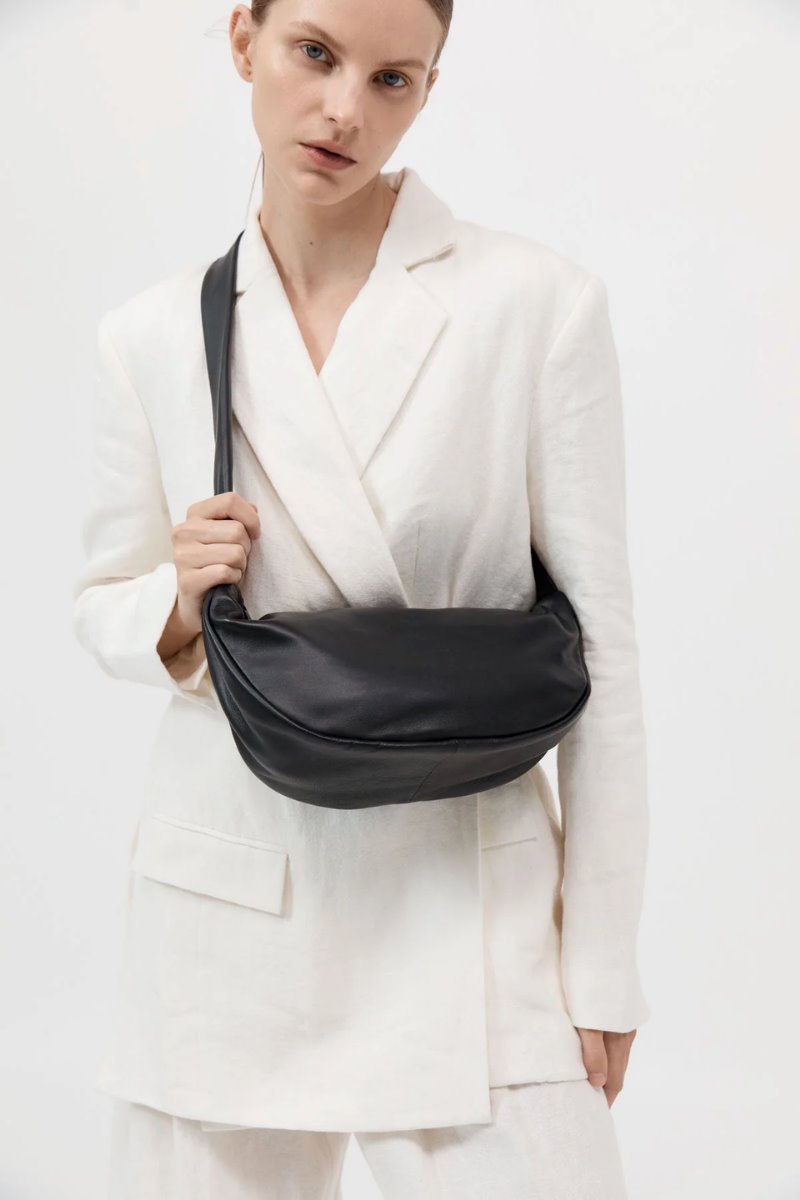 SOFT CRESCENT BAG-BLACK Handbags ST AGNI 