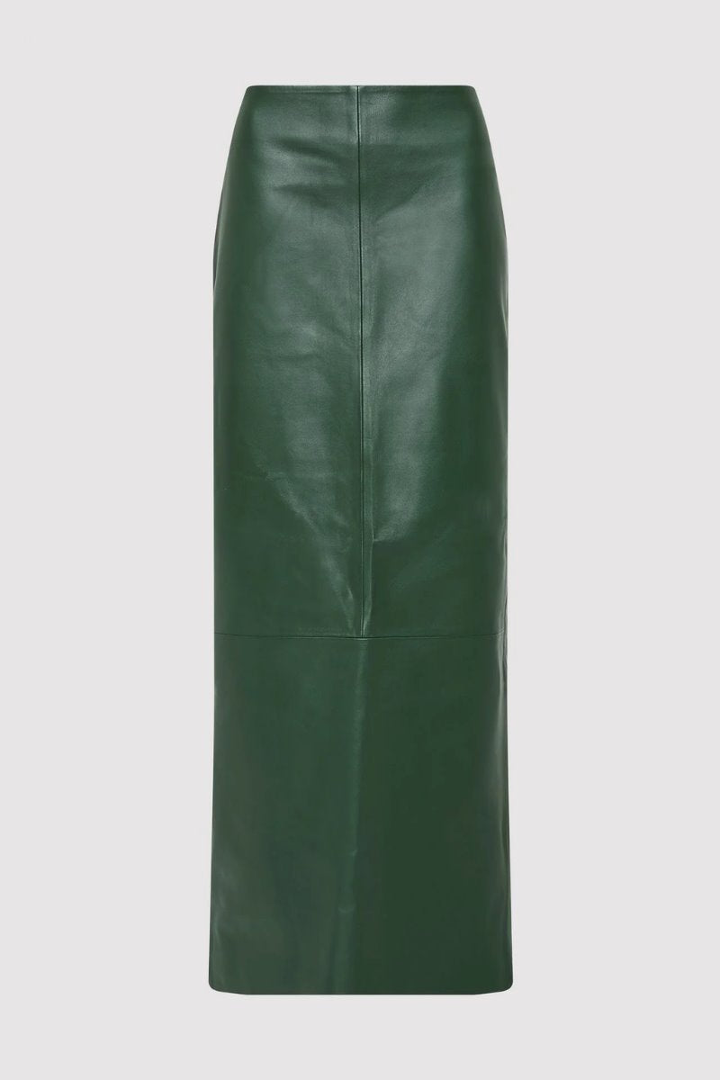 LEATHER COLUMN SKIRT-DEEP GREEN Skirts ST AGNI 