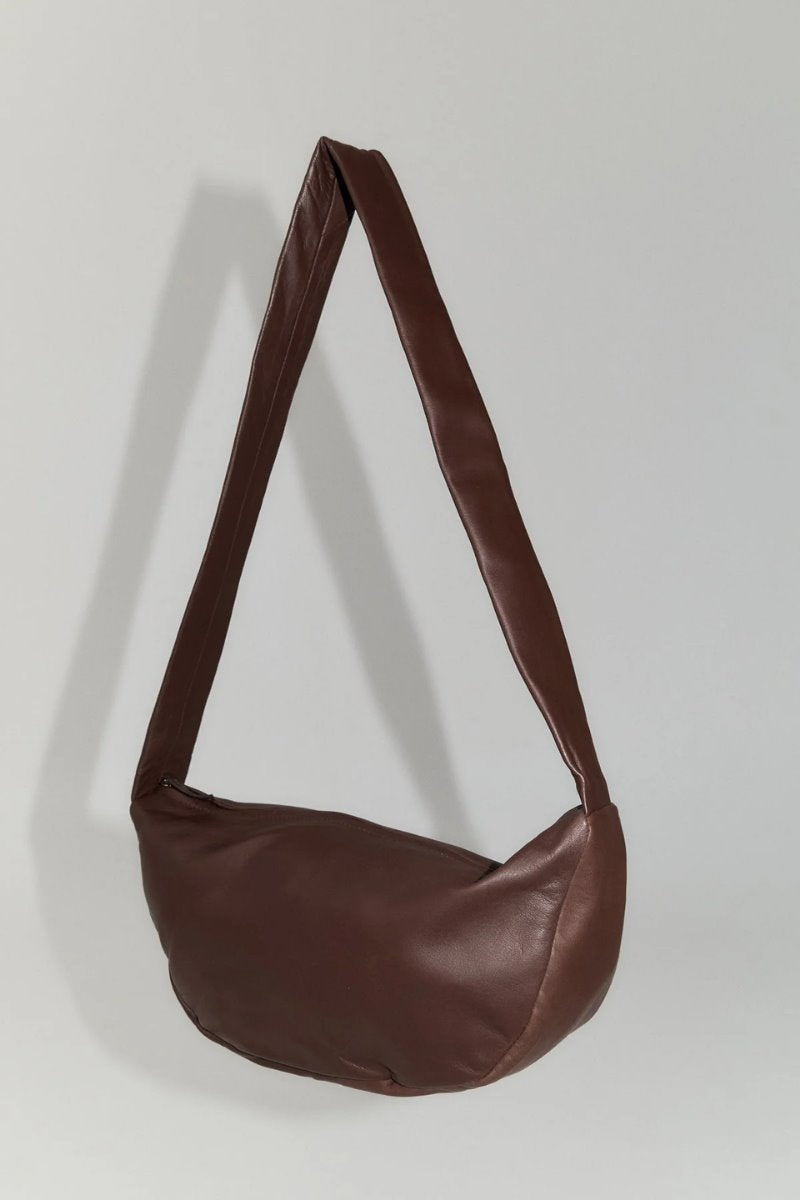 SOFT CRESCENT BAG-CHOCOLATE Handbags ST AGNI 