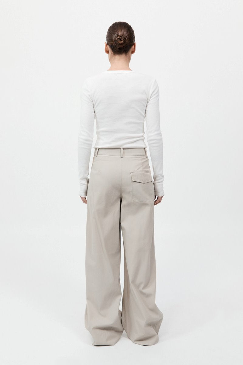 UTILITY PLEAT PANTS-CREME Pants ST AGNI 