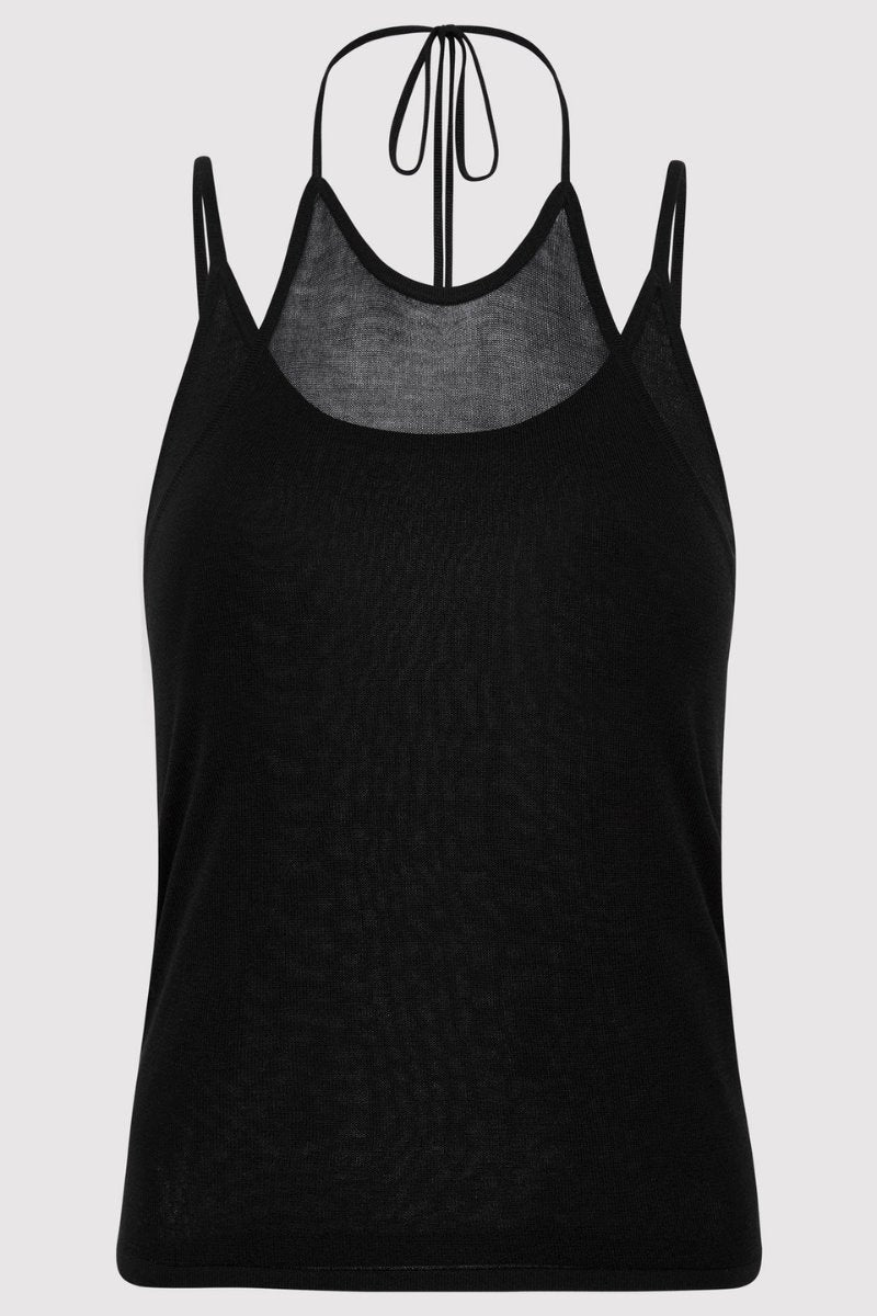 LAYERED HALTER TANK-BLACK Tops ST AGNI 