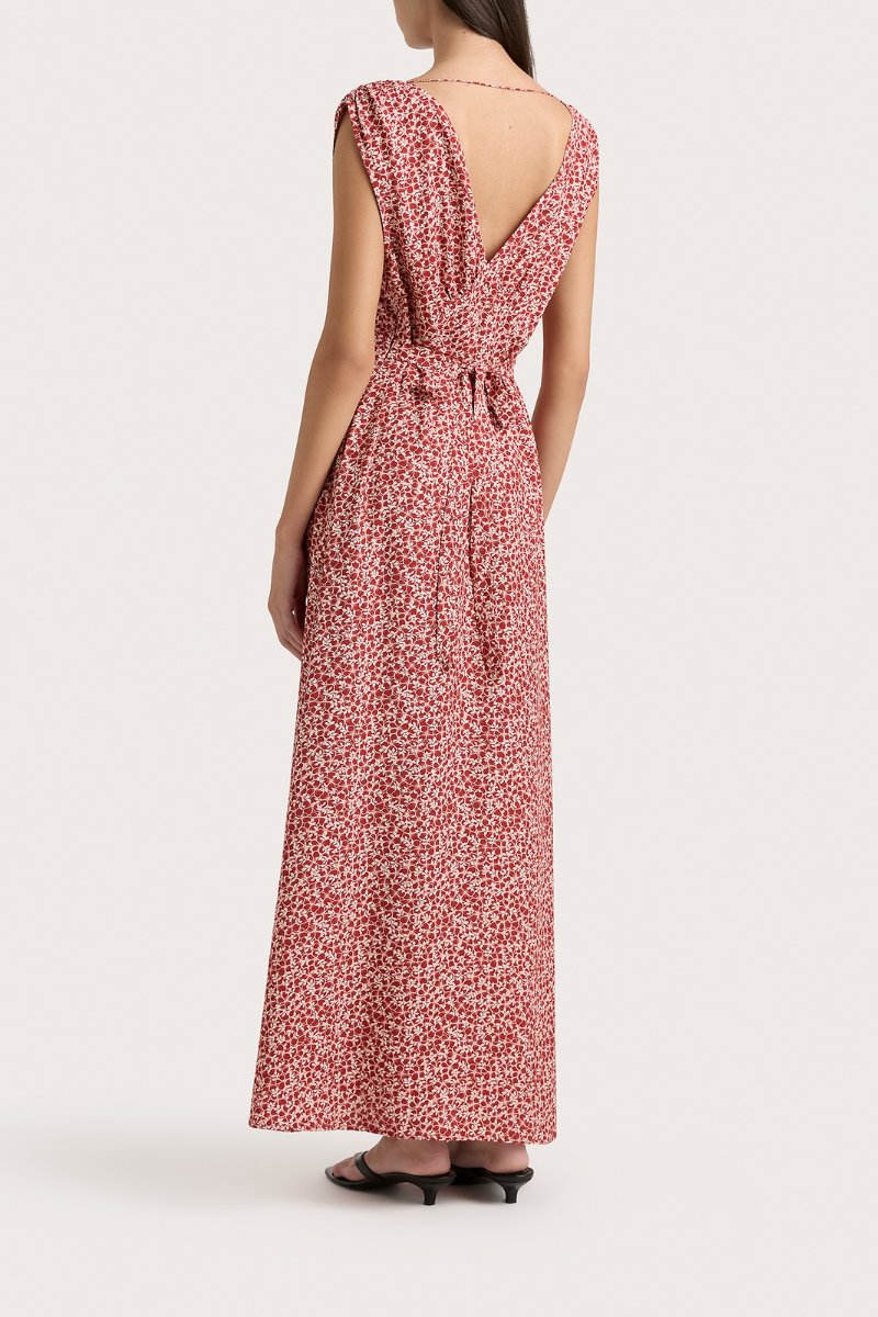 ALPES MIDI DRESS-PEONY STAMP GARNET Midi Dress Faithfull the Brand 