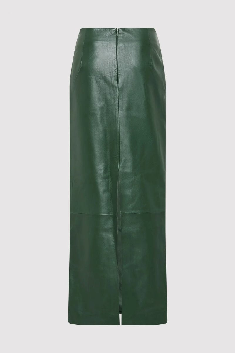 LEATHER COLUMN SKIRT-DEEP GREEN Skirts ST AGNI 