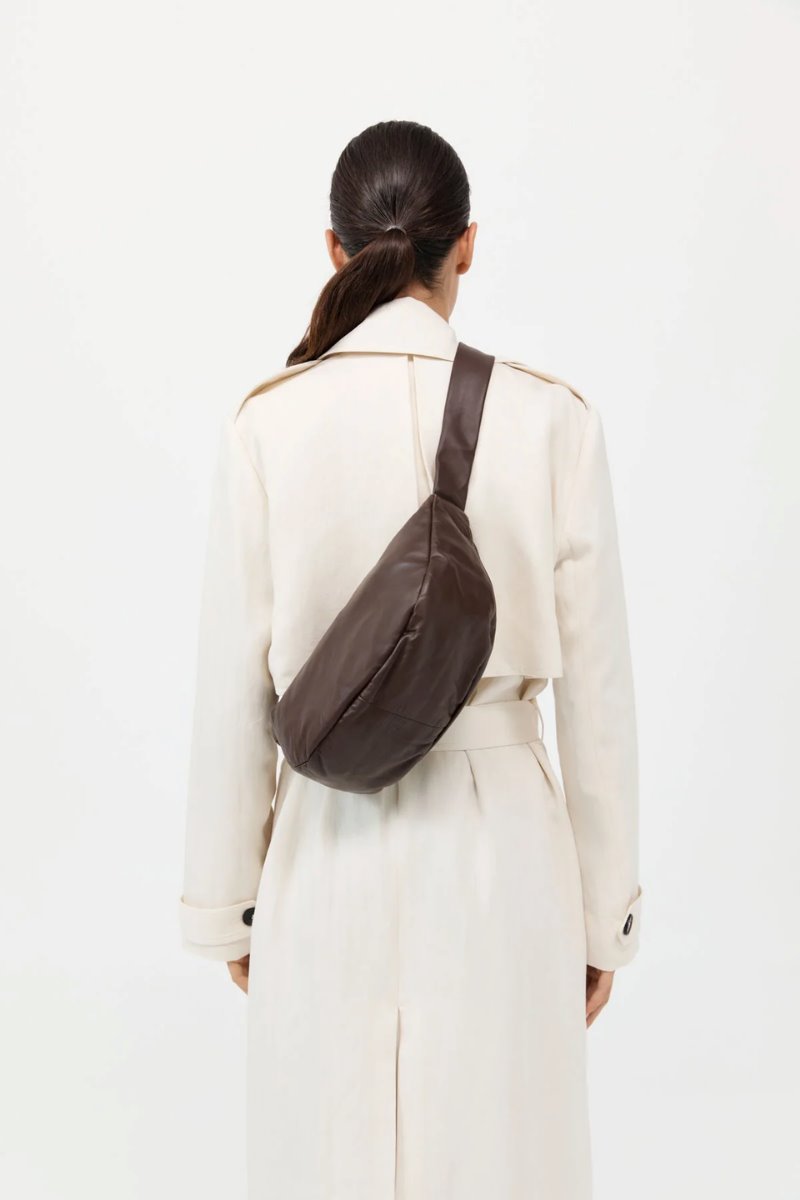 SOFT CRESCENT BAG-CHOCOLATE Handbags ST AGNI 