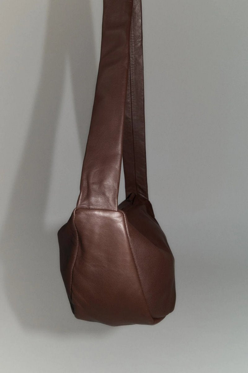 SOFT CRESCENT BAG-CHOCOLATE Handbags ST AGNI 