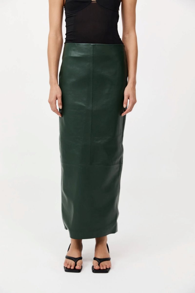 LEATHER COLUMN SKIRT-DEEP GREEN Skirts ST AGNI 