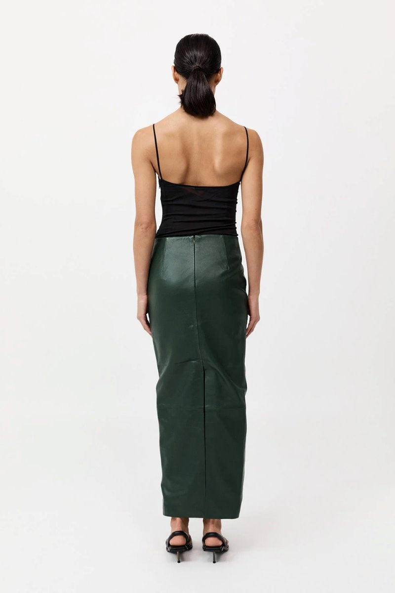 LEATHER COLUMN SKIRT-DEEP GREEN Skirts ST AGNI 