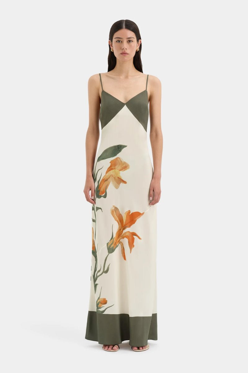 CONSTANCE V NECK SLIP DRESS-IRIS FLORAL Maxi Dress SIR. 