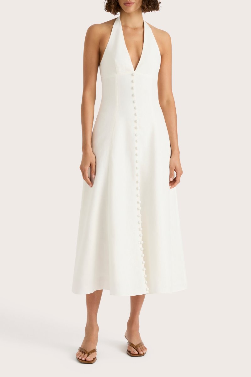 MARIE MIDI DRESS-WHITE Midi Dress Faithfull the Brand 